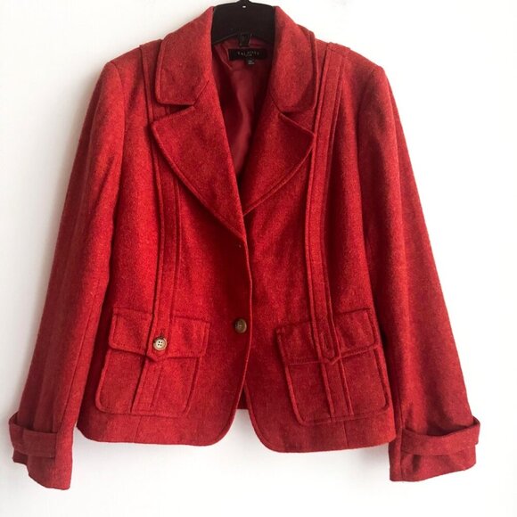 Talbots Brick Red Wool Blend Classic Blazer 14P - Picture 2 of 5